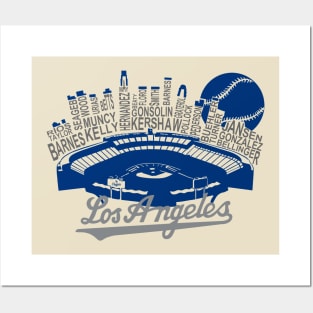 LA Pro Baseball Team Skyline Los Angeles Posters and Art